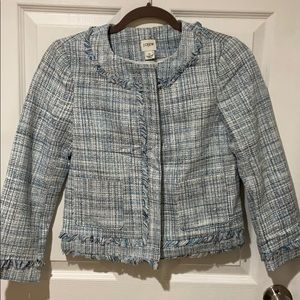 JCrew tweed blue and white “crop” jacket!!